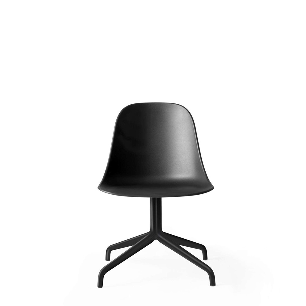 Harbour Swivel Side Chair - Black Steel Base - Hard Shell- Black