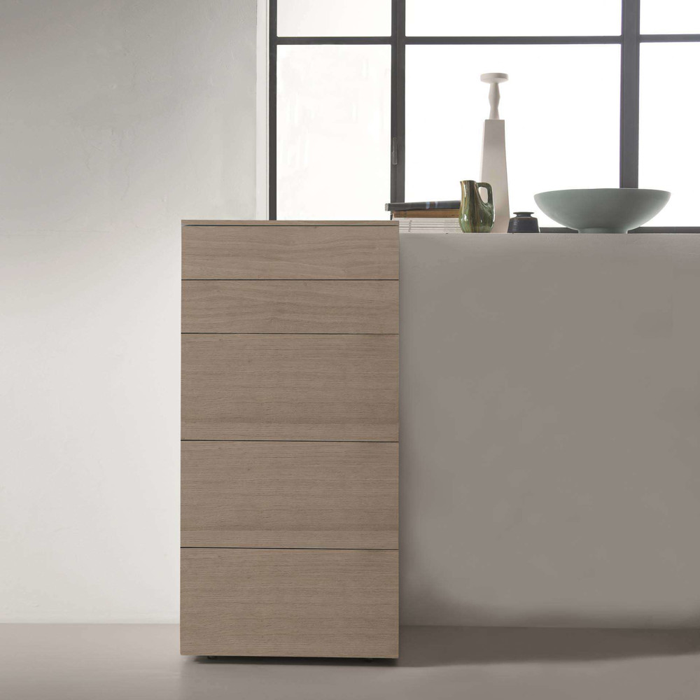 Slim Dresser 5 Drawers - oak cenere