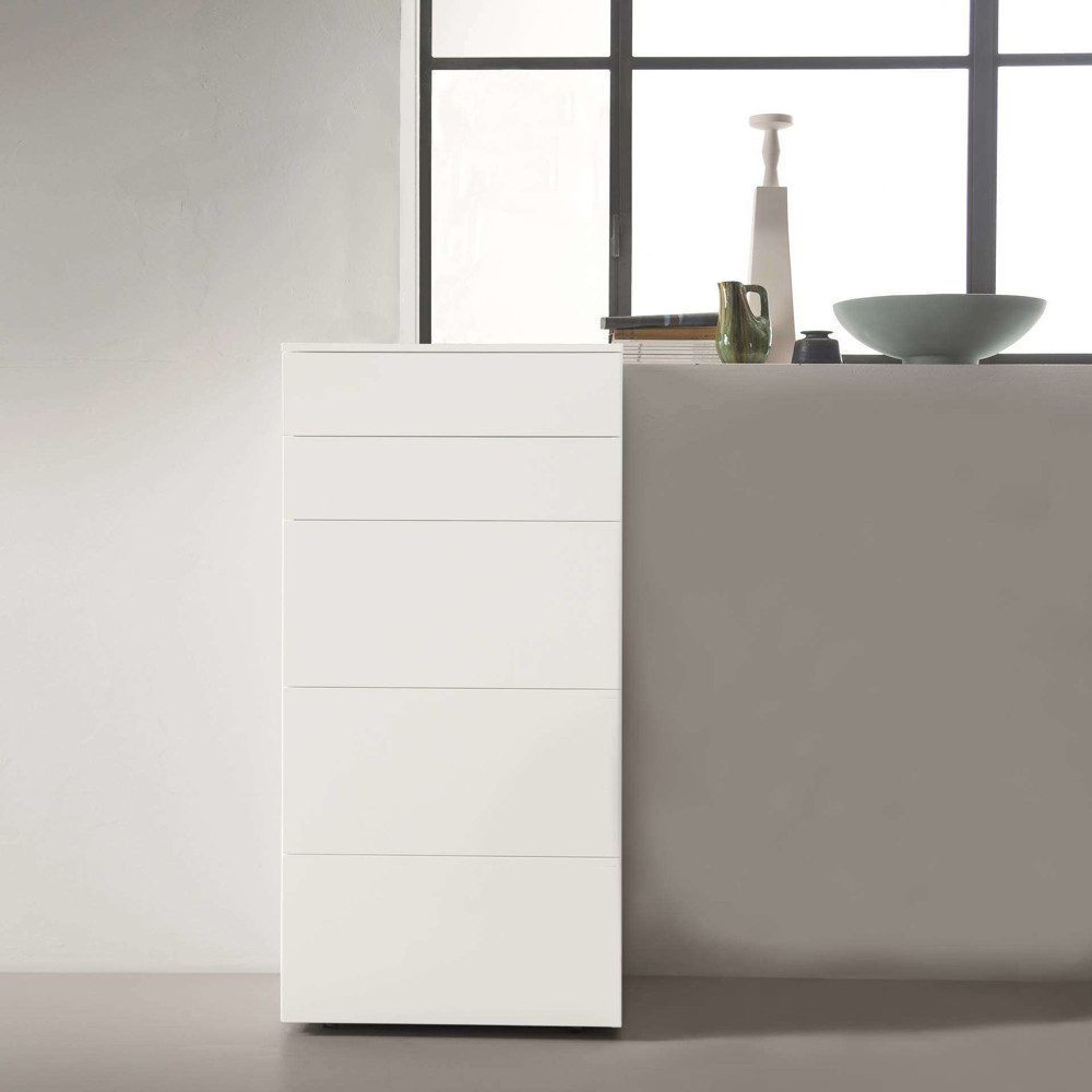 Slim Dresser 5 Drawers Lacquer Finish - bianco 9003
