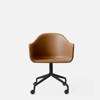 Harbour Swivel Arm Chair wCasters - Black Steel Base - Dakar Cognac
