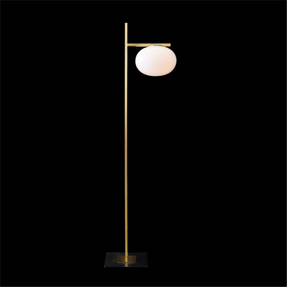 Alba Floor Lamp One Arm - Satin Brass