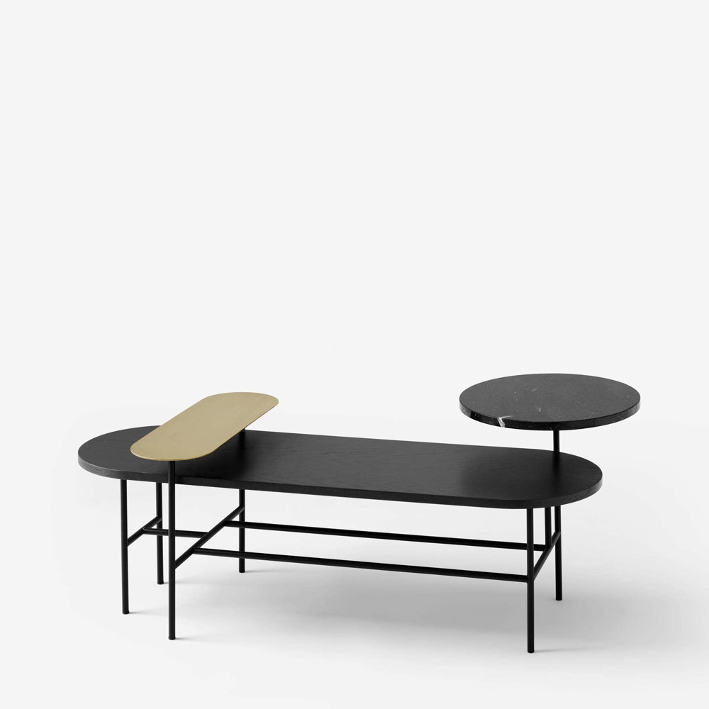 Palette JH7 Coffee Table - Brass, black marble, black Ash