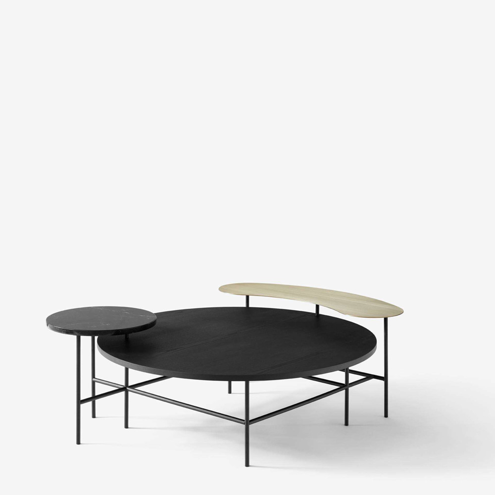 Palette JH25 Coffee Table - Brass, black marble, black Ash