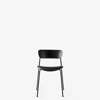 Pavilion AV3 Dining Chair Upholstered Seat - Black Silk Leather - black oak