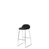3D Counter Bar Stool - Front Upholstered Sledge base Wood Shell - Chrome base - American Walnut