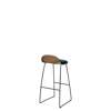 3D Counter Bar Stool - Front Upholstered Sledge base Wood Shell - Black base - American Walnut