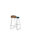 3D Counter Bar Stool - Front Upholstered Sledge base Wood Shell - Chrome base - American Walnut