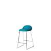 3D Counter Bar Stool - Front Upholstered Sledge base Wood Shell - Chrome base - American Walnut