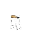 3D Counter Bar Stool - Front Upholstered Sledge base Wood Shell - Chrome base - oak