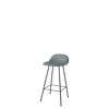 3D Counter Stool - Un-Upholstered Center base Hirek Shell - Black base - Hirek Rainy Grey