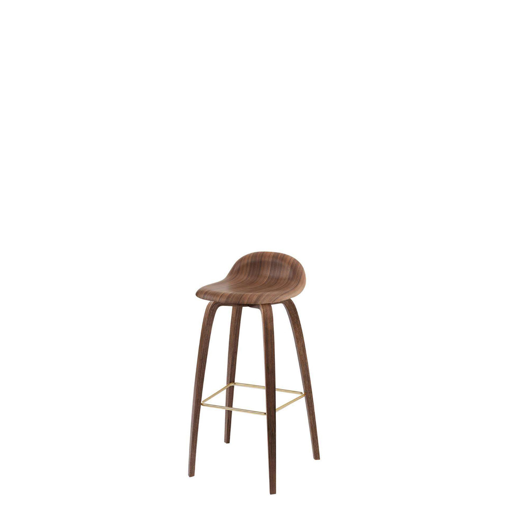 3D Counter Bar Stool - Un-Upholstered Wood base Wood Shell - American Walnut