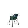 Bat Meeting Chair - Un-Upholstered 4 Legs with Castors - Black Base - dark green Shell