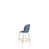 Beetle Bar Chair - Un-Upholstered Conic Base - brass Base - smoke blue shell