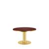 GUBI 2.0 Dining Table - Round 125 - brass cherryred glass top
