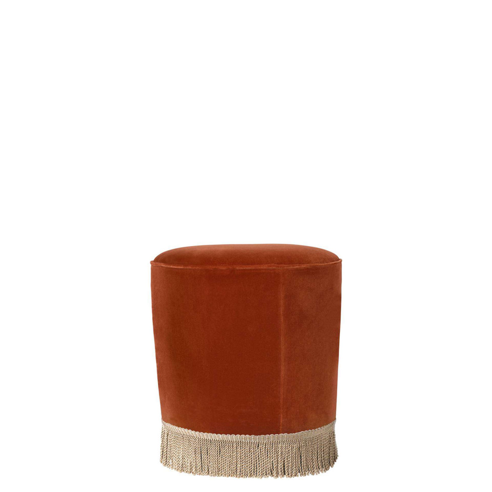 GUBI Pouffe - Fully Upholstered 38 - gubi velluto-641 fringe lalbero-della-cuccagna chianti