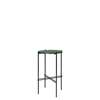 TS Round Console Table - 40 black base -dusty green glass 