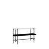 TS Console 120 - 2 Rack with Tray - Black Base - 120 black base - white carrara marble