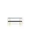 TS Console 120 - 2 Rack with Tray - Black Base - 120 brass base - navy blue glass 