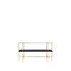 TS Console 120 - 2 Rack with Tray - Black Base - 120 brass base - oyster white glass 