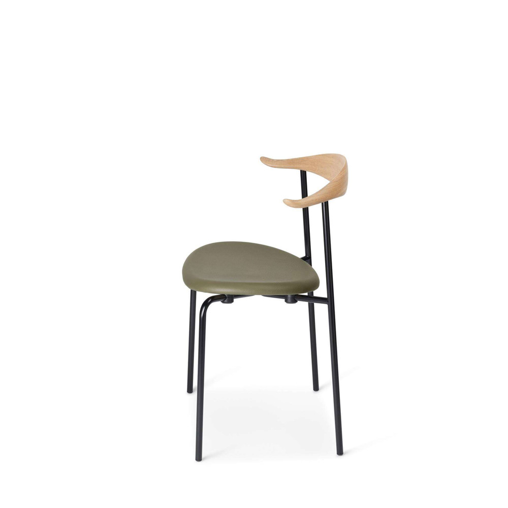CH88P Dining Chair - Upholstered Seat - oak-oil-loke-7240-black-powder coated-steel