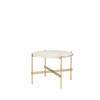 TS Round Coffee Table - Small - white travertine top - brass base