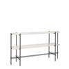 TS Console 120 - 2 Racks - white travertine tops - black base