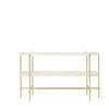 TS Console 120 - 2 Racks - white travertine tops - brass base