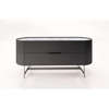 dedalo dresser - grey oak - matt titanium base + calacatta glass top