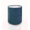 dedalo 2 drawer nightstand - high gloss petrol blue matt titanium plinth + marble glass top calacatta