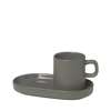 Pilar Espresso Cup with Tray Set of 2 - Pewter