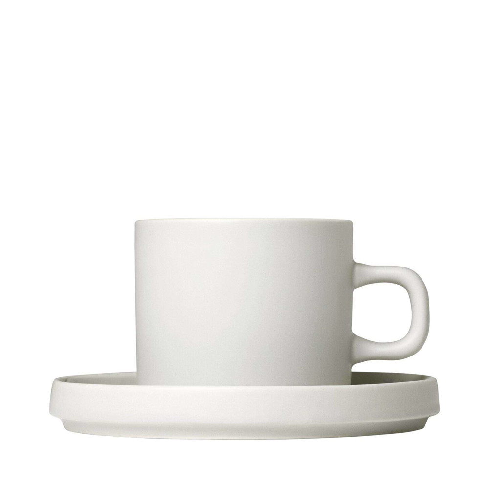 Pilar Coffee Cups with Saucers Set of 2 - Moonbeam/Cream