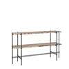 TS Console 120 - 2 Racks - grey travertine tops - black base