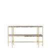 TS Console 120 - 2 Racks - grey travertine tops - brass base