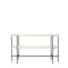 TS Console 120 - 2 Racks - white travertine tops - black base