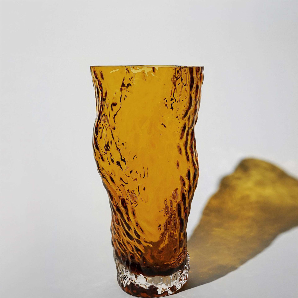 HEIN STUDIO Ostrea Rock Glass Vase Amber