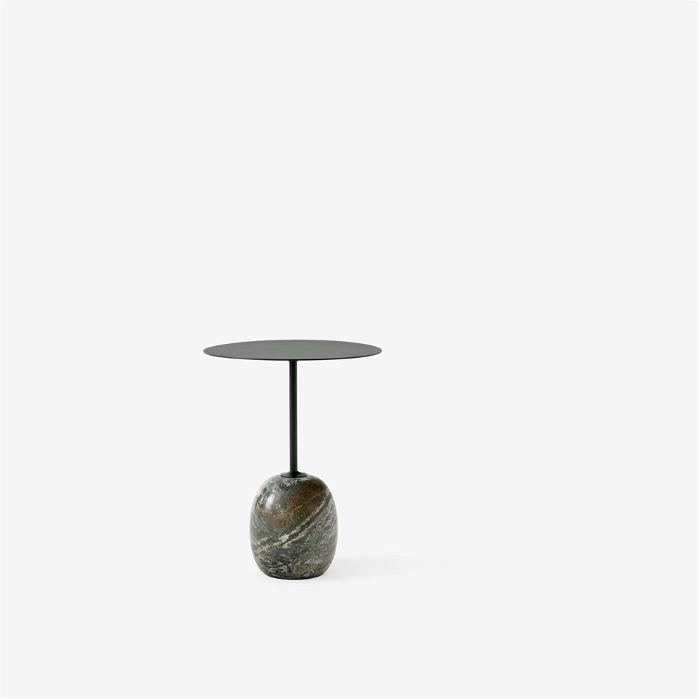 Lato Side Table - LN8 - Deep Green metal top with Verde Alpi marble base