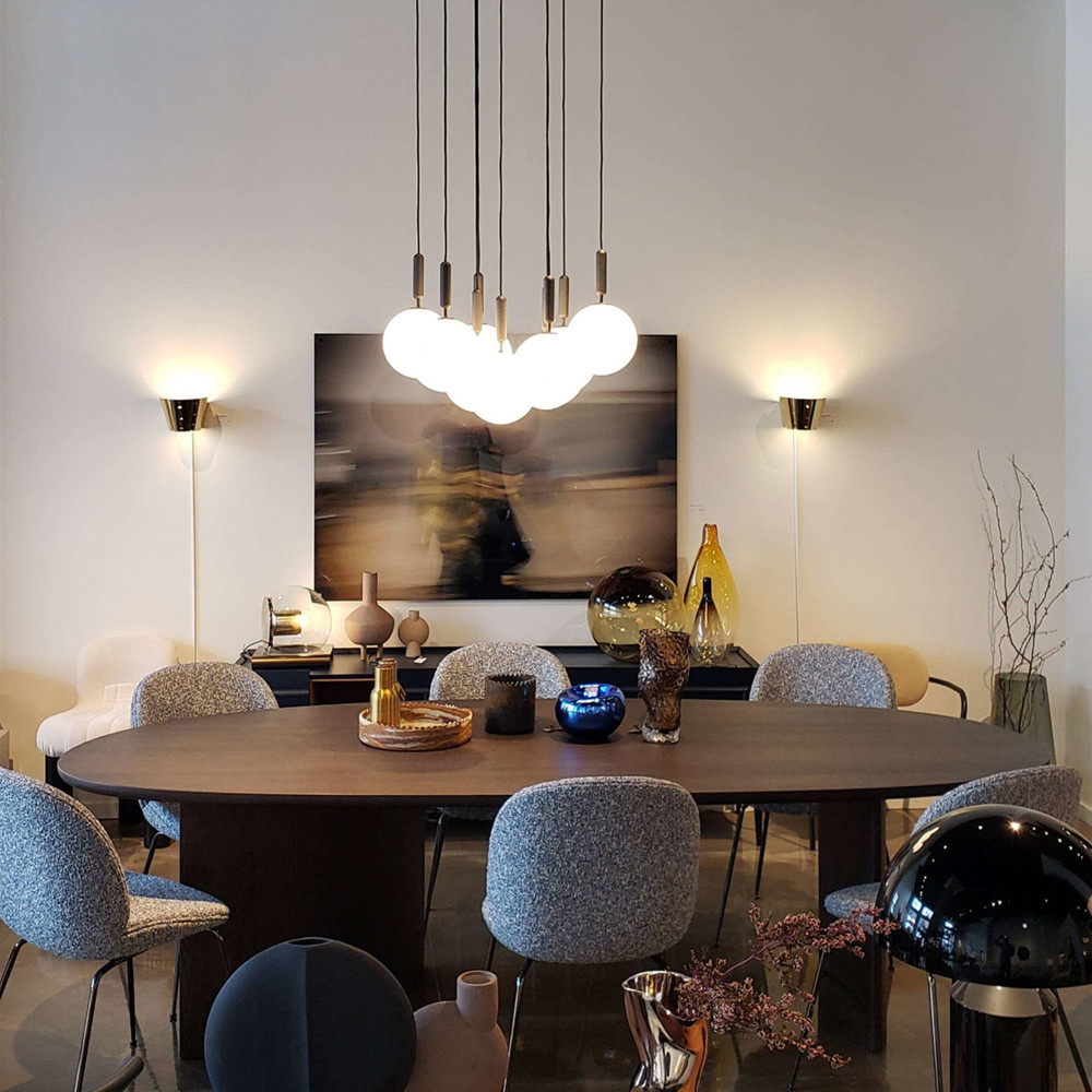 Miira 9 Pendant Rock Grey Opal Glass - Installed on Display at Kelli Shop