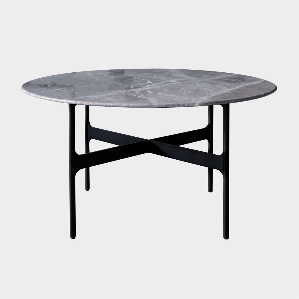 Floema Round Dining Table - Grey Emperador marble